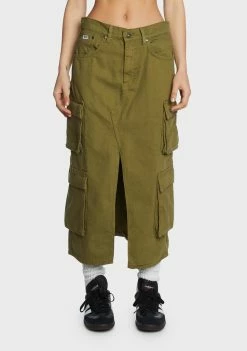 The Ragged Priest Bottoms Khaki Soda Denim Cargo Skirt