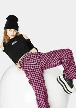 The Ragged Priest Pink Checkered Roach Jeans Bottoms
