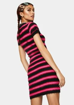 The Ragged Priest Culprit Fuzzy Striped Mini Dress