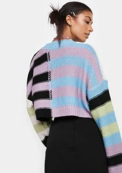 New π The Ragged Priest Tops Startup Striped Sweater π 8 The Ragged Priest Tops Startup Striped Sweater