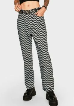 The Ragged Priest Bottoms Wave Print Dad Jeans