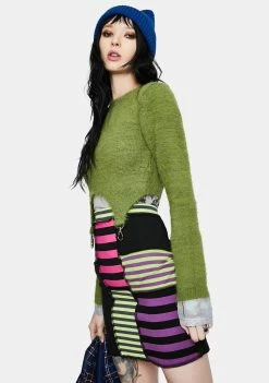 The Ragged Priest Bottoms Damage Striped Patchwork Skirt