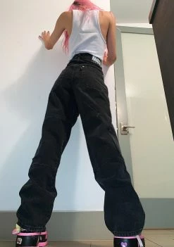 The Ragged Priest Bottoms Black Combat Wide Leg Jeans