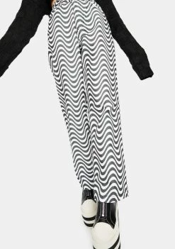 The Ragged Priest Charcoal Wave Print Dad Jeans