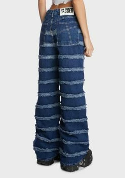 The Ragged Priest Blue Seamed Release Jeans Bottoms