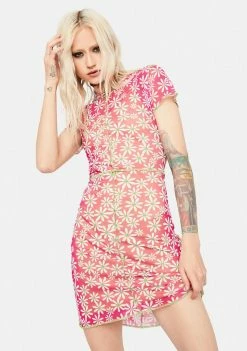 The Ragged Priest Slasher Floral Mesh Mini Dress