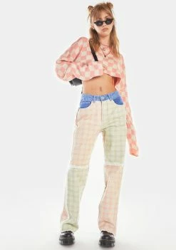 The Ragged Priest Mixed Check Pitch Jeans