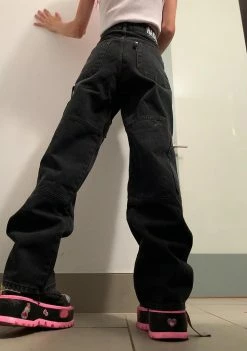 The Ragged Priest Bottoms Black Combat Wide Leg Jeans