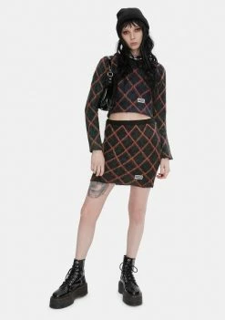 The Ragged Priest Goose Argyle Crop Sweater Tops