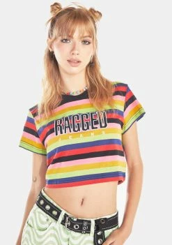 The Ragged Priest Tops Frat Striped Crop Tee