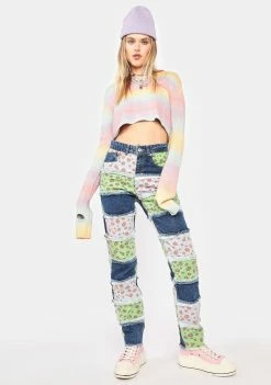 The Ragged Priest Hitch Floral Patchwork Jeans Bottoms