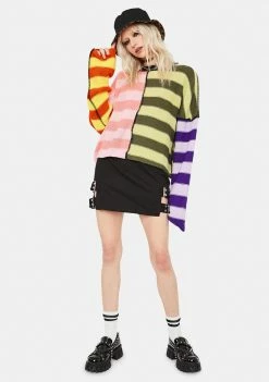 The Ragged Priest Sensory Striped Knit Sweater Tops