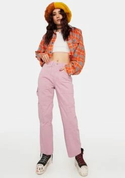 The Ragged Priest Pink Combat Jeans Cargo Pants