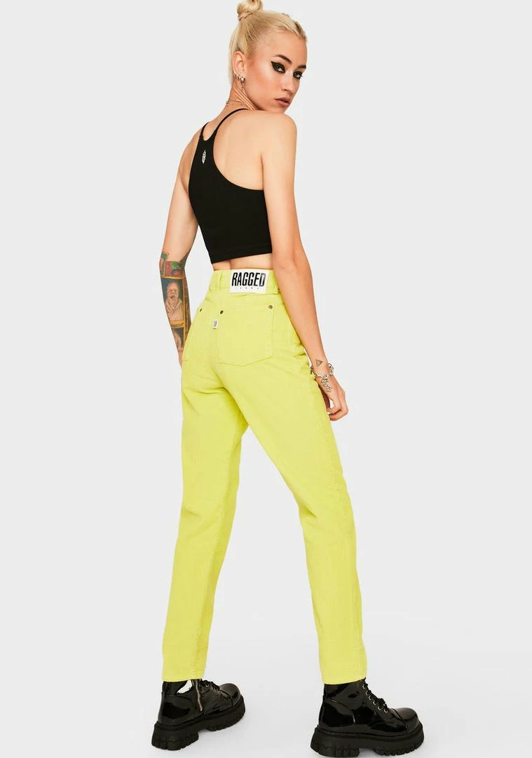 Cheap π The Ragged Priest Lime Cord Mom π Jeans βοΈ 6 The Ragged Priest Lime Cord Mom Jeans