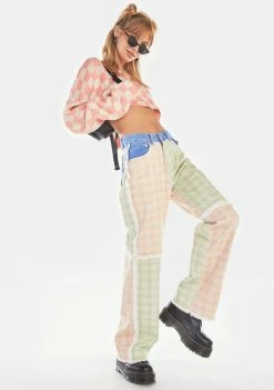 The Ragged Priest Mixed Check Pitch Jeans
