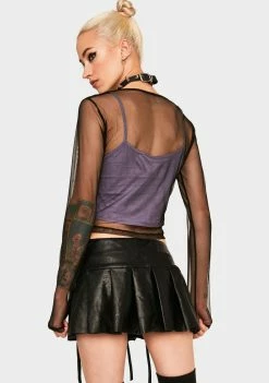 The Ragged Priest Ruched Front Mesh Top Tops