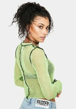 Outlet ๐งจ The Ragged Priest Charge Sheer Knit Crop Top Tops โญ 9 The Ragged Priest Charge Sheer Knit Crop Top Tops