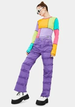 The Ragged Priest Purple Crook Distressed Denim Jeans Bottoms