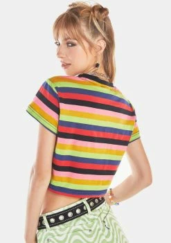 The Ragged Priest Tops Frat Striped Crop Tee