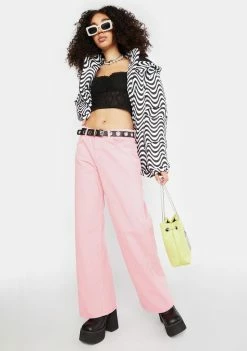 The Ragged Priest Pink Release Wide Leg Jeans Bottoms