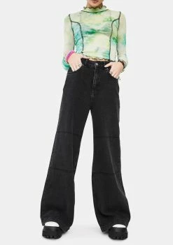 The Ragged Priest Charcoal Grueler Wide Leg Jeans Bottoms