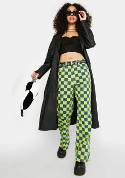 The Ragged Priest Green Rook Checkered Jeans