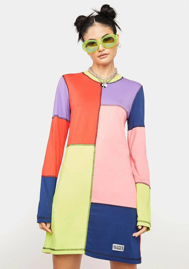 Coupon 🤩 The Ragged Priest Topic Colorblock Mini 👗 Dress 👗 Dresses ⭐ 2 The Ragged Priest Topic Colorblock Mini Dress Dresses