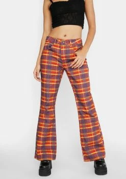 The Ragged Priest Flares Register Plaid Flare Jeans