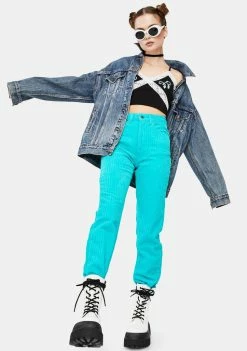 The Ragged Priest Bottoms Teal Jumbo Corduroy Pants