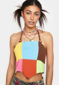 The Ragged Priest Rodeo Patchwork Halter Top
