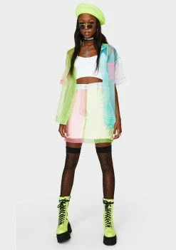 The Ragged Priest Cassette Color Block Organza Shirt Tops