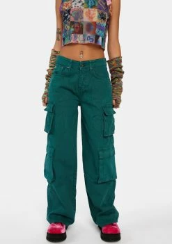 The Ragged Priest Green Combat Release Jeans Cargo Pants