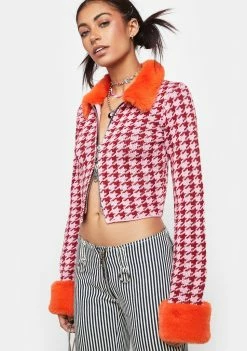 The Ragged Priest Bluster Houndstooth Cardi Top