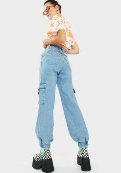 The Ragged Priest Bottoms Light Blue Cuff Jeans