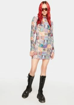 The Ragged Priest Shirt Dress Memories Mesh Mini Dress