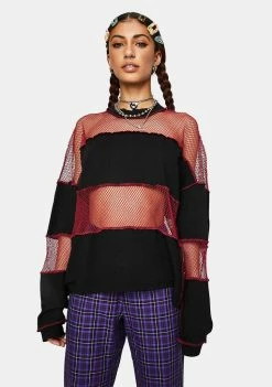The Ragged Priest Generate Fishnet Paneled Top Tops