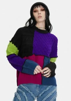 The Ragged Priest Crush Patchwork Knit Sweater