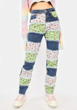 The Ragged Priest Hitch Floral Patchwork Jeans Bottoms