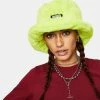 The Ragged Priest Lime Candid Faux Fur Bucket Hat Hats