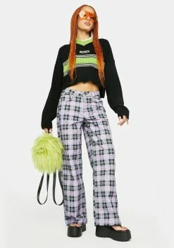 The Ragged Priest Release Plaid Wide Leg Jeans High Waisted Jeans