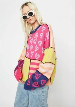 The Ragged Priest Tops Desire Patchwork Knit Sweater