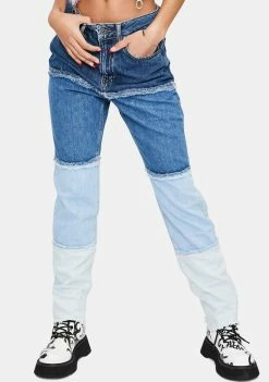 The Ragged Priest Bottoms Dimmer Paneled Ombre Mom Jeans