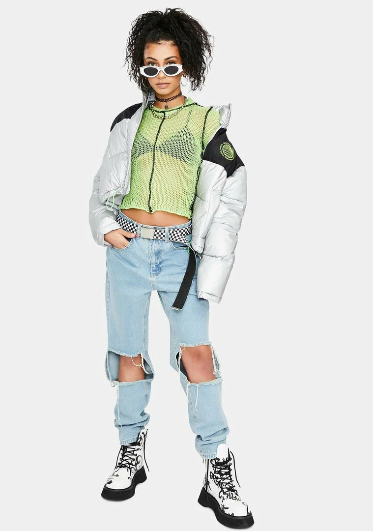 Outlet ๐งจ The Ragged Priest Charge Sheer Knit Crop Top Tops โญ 5 The Ragged Priest Charge Sheer Knit Crop Top Tops