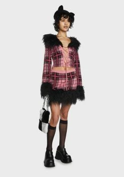 The Ragged Priest Honey Plaid Cardigan