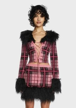 The Ragged Priest Honey Plaid Cardigan