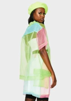 The Ragged Priest Cassette Color Block Organza Shirt Tops