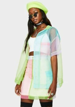 The Ragged Priest Cassette Color Block Organza Shirt Tops