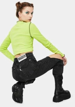 The Ragged Priest Charcoal Burner Mom Jeans Bottoms