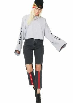 The Ragged Priest Red Stripe Scratch Jeans