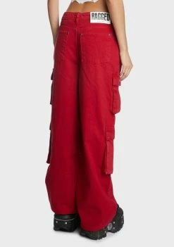 The Ragged Priest Bottoms Red Combat Release Jeans